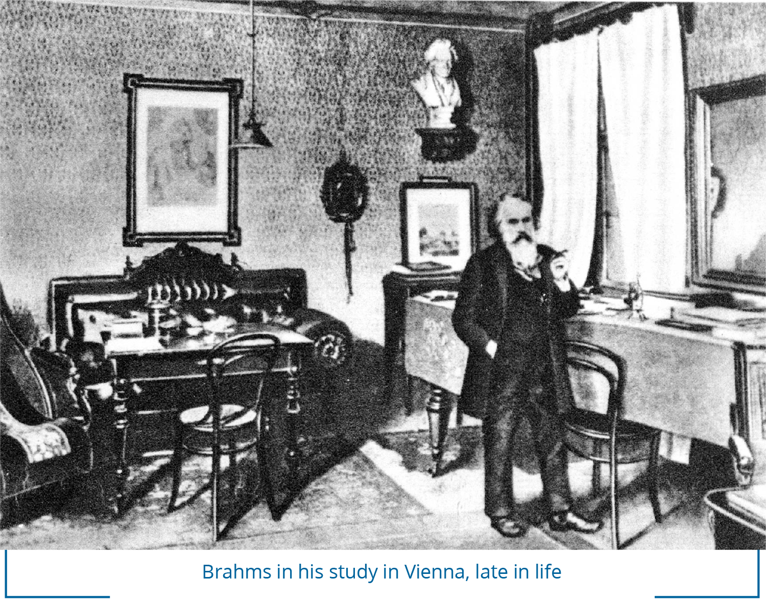 Brahms in his study in Vienna, late in life